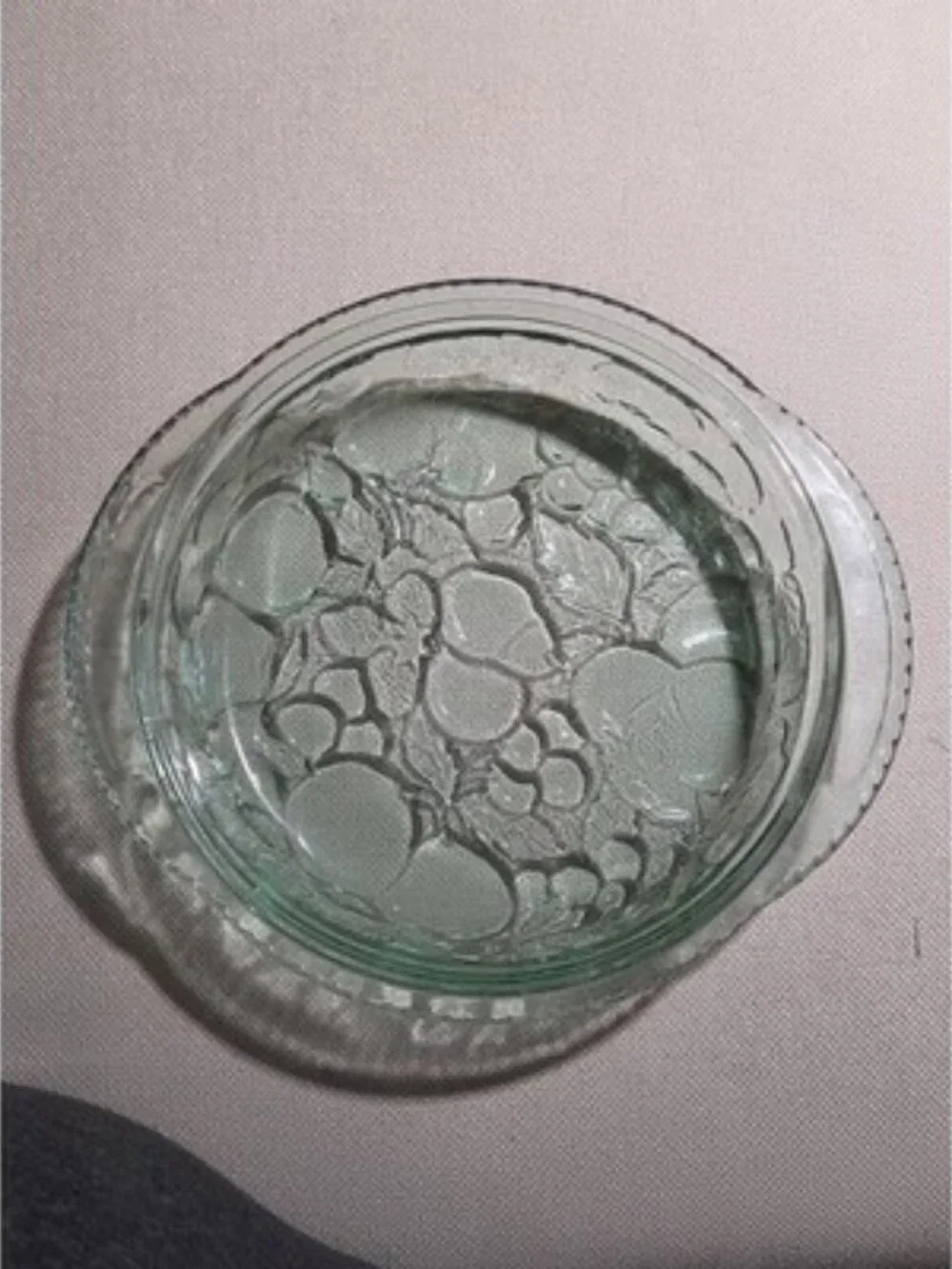 Vintage Libbey Orchard Fruit Green Glass 3 Qt Casserole Dish with Pie Plate Lid
